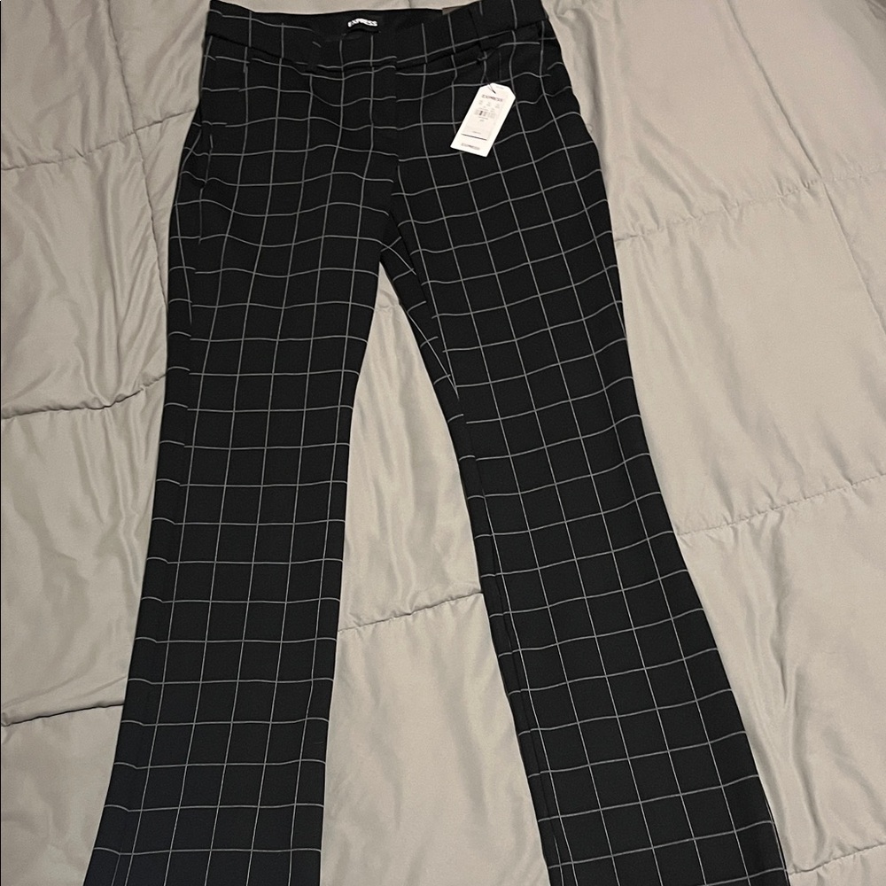 Women's Express Black Checkered boot cut pants